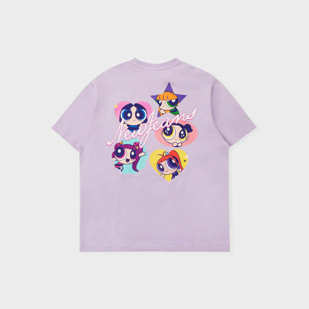 THE POWERPUFF GIRLS X NEWJEANS SHORT SLEEVE T-SHIRT (LIGHT VIOLET)