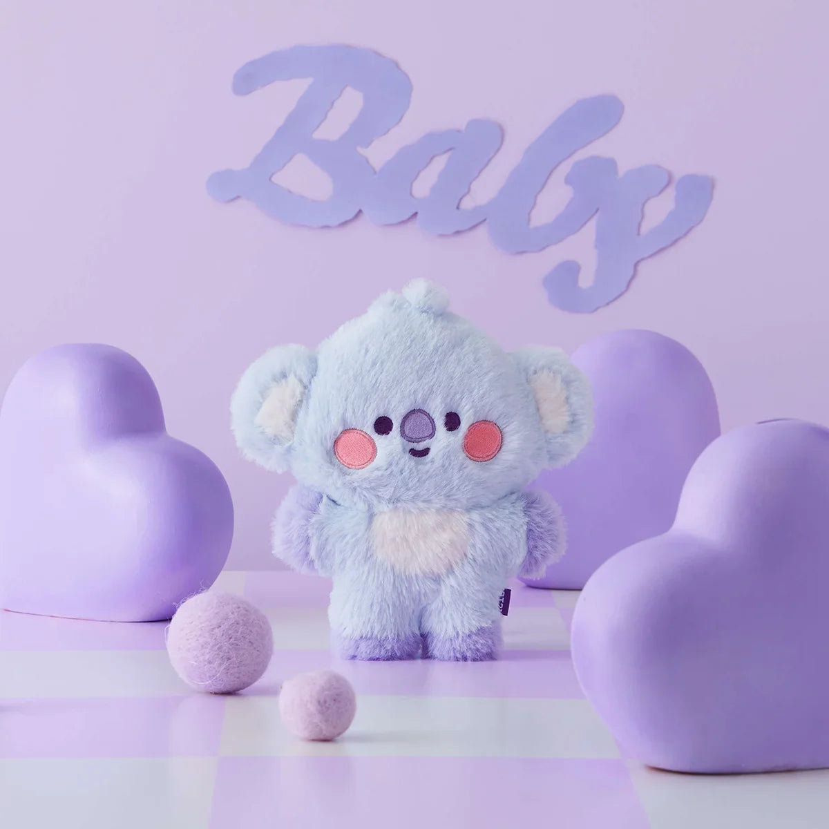 BT21 KOYA BABY FLAT FUR PURPLE HEART STANDING DOLL