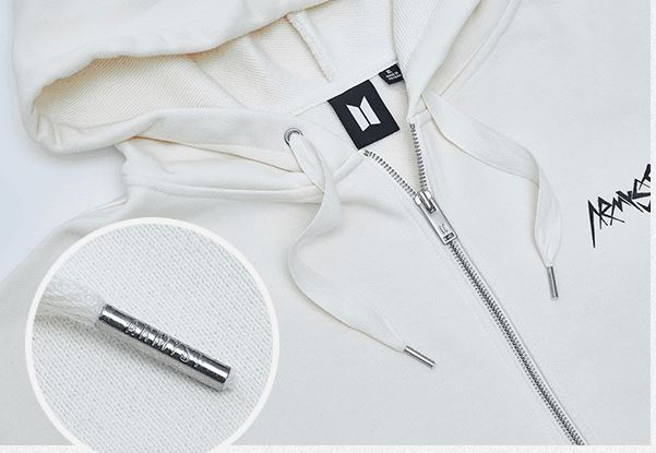 BTS JUNG KOOK ARMYST ZIP-UP HOODY (WHITE) M/L/XL