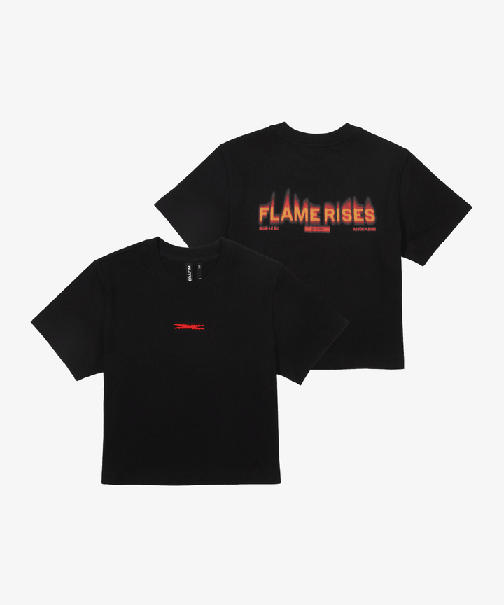 LE SSERAFIM FLAMES RISES CROP T-SHIRT (BLACK) S-M/L-XL